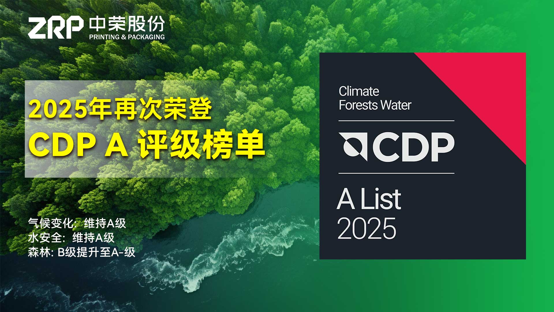 蝉联庆幸！7790必发集团股份陆续两年荣获CDP“A级”环保评级，启航2026高质量可持续发展新征程